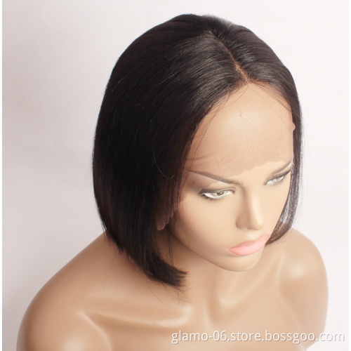 cuticle aligned raw virgin soft wind human hair short bob full lace front wigs